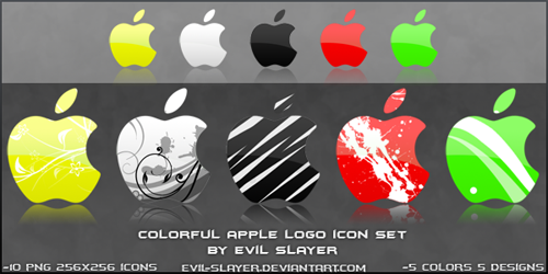 Colorful Apple Logo Icon Set