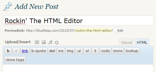 html editor vs visual wordpress